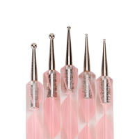 5Pcs Herramientas De Dibujo Para Uñas Acrílico Y Silicona Pincel De Flor 2 En 1 Acero Inoxidable Herramientas De Puntos Para Arte De Uñas - details 1
