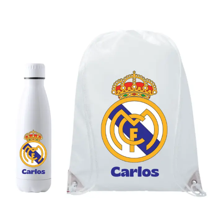 Botella termo + mochila poliéster - Diseño Real Madrid del 700ML de Capacidad (Dejar nombre en chat o notas) - 1