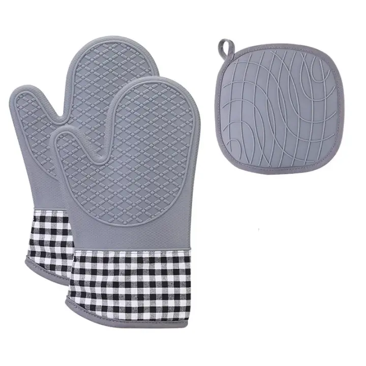 Juego de manoplas para Horno y Olas, Resistencia al Calor avanzada, agarre with Textura antideslizante, para Cocina, hornear, barbacoa - 1