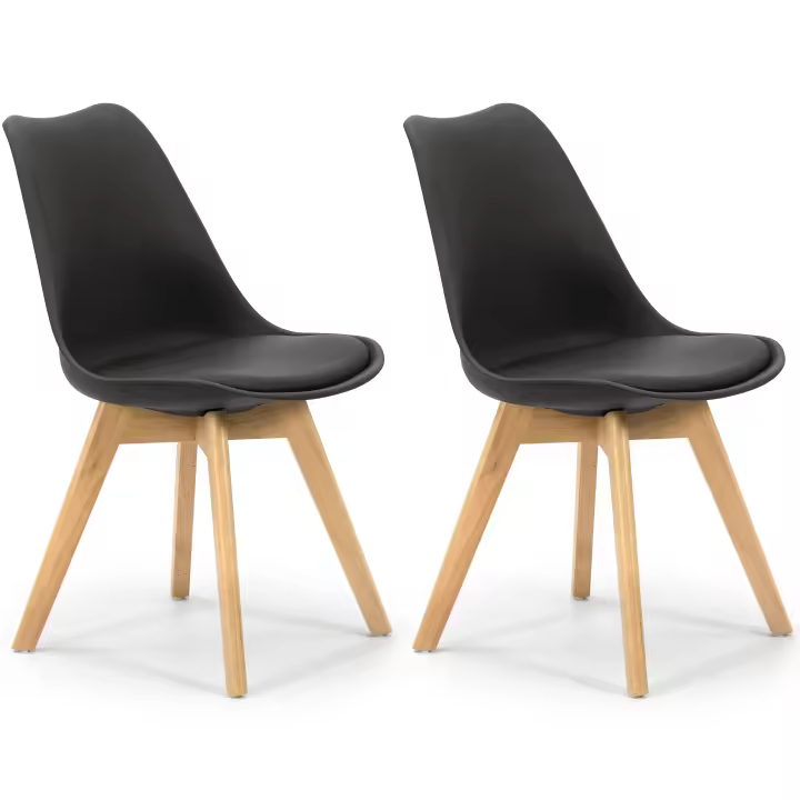 VS Venta-Stock Pack 2 Sillas Klara Negro Ergonómicas Tapizadas en Piel Sintética - 1