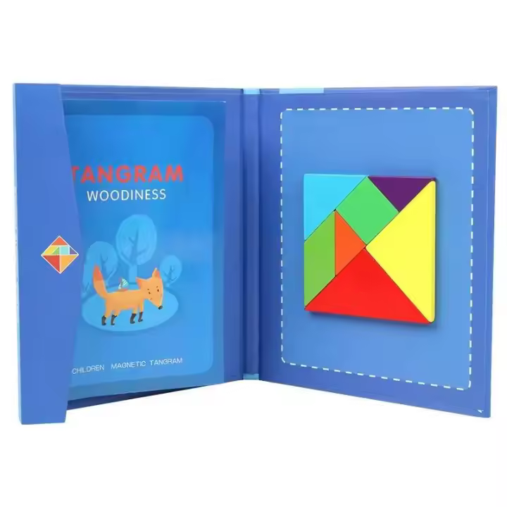 Libro De Puzzle Magnético De Tangram En Madera Juguete Educativo Para Niños Y Niñas Montessori Aprendizaje Inteligencia Portátil Geométrico Para Edades 3-12 - 1