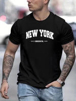Camiseta De Algodón Puro 100% Para Hombre Estilo Casual Con Estampado De Nueva York Cuello Redondo Manga Corta Ajustada Y Oversized Para El Verano - details 5