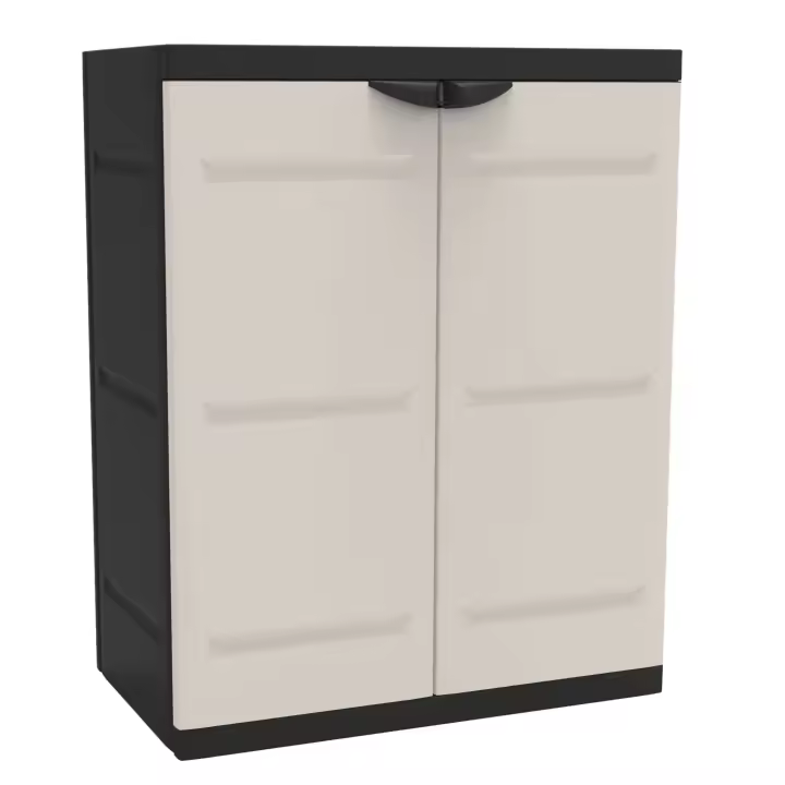 Miroytengo Armario 2 Puertas y 2 Estantes Internos, Armario Bajo de Exterior, Armario de Resina Titanium Negro 70x88x41 cm - 1
