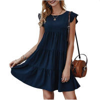 Vestido Mini Elegante Para Mujer Con Volantes Estilo Harajuku Casual Sin Mangas Cuello Redondo A-Line Vintage Para Playa Y Fiestas - details 10