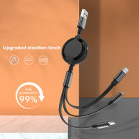 Cable De Carga Retráctil Negro 3 En 1 USB Para Coche Cable De Datos Rápido Para Teléfono Android Tipo-C - details 0