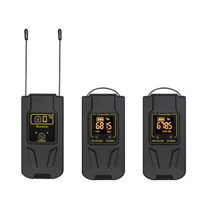 Micrófono Lavalier Inalámbrico UHF Doble Con 30 Canales Selección 30m Rango Para Grabación En Directo Cámara DSLR Y Teléfono Entrevista - 1