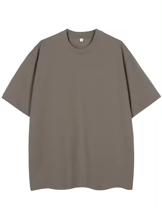 Camiseta De Verano Para Hombre 260GSM Moda Coreana Manga Corta Suelta Basic Tops Sólido Oversize Unisex Cuello Redondo Tejido Al Hilo - 1