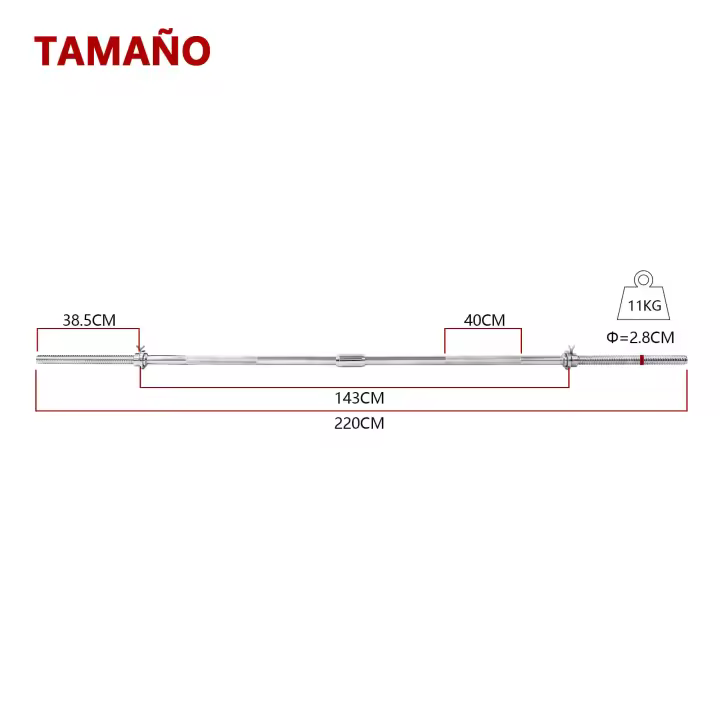 ALLINLIFE Barra de Pesas 180 cm/220cm Cromo con Cierre de Resorte 25 mm /28mm diámetro, Opción: desmontar o no.capacidad-100 kg - 1