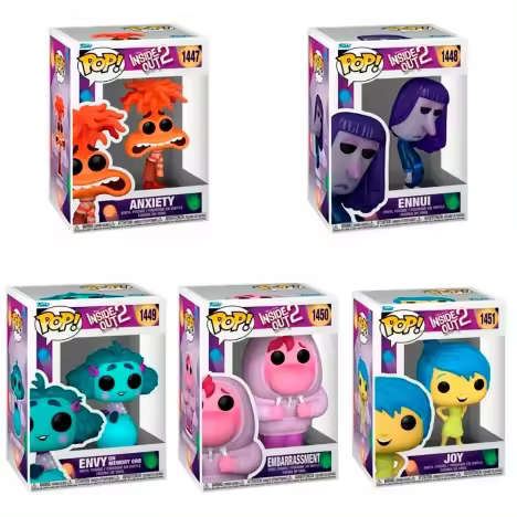 Pack  5 Funkos Funko Inside Out Del Reves Ansiedad  Alegria Joy Anxiety envidia envy ennui aburrmiento verguenza embarassment Disney Pixar Funko Pop Vinyl 1451 1447 - 1