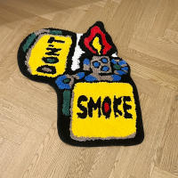 Alfombra Antideslizante Amarilla No Fumar Para Sala De Estar Alfombrilla Para Lado De Cama Alfombra Suave Para Dormitorio Decoración Aestética Para El Hogar - details 5