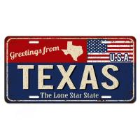 Placa De Metal Antiguo Con Bandera Estadounidense Texas Florida Utah Decoración Para Coche Novedosa Y Rectangular - details 5