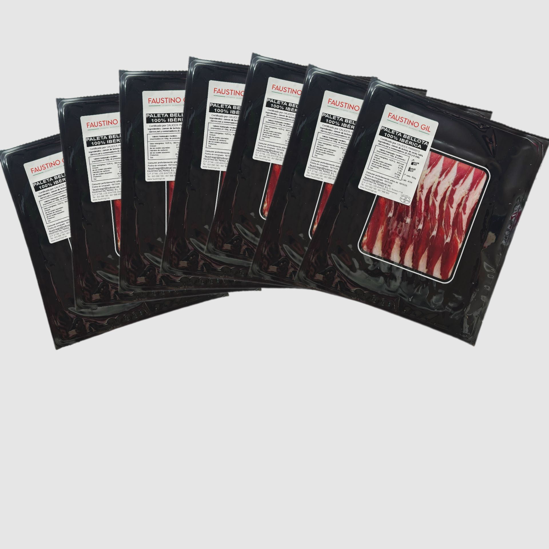 PALETA BELLOTA 100% IBERICA - 7 Sobres de  100g - Elaboración tradicional - Ibéricos Faustino Gil -