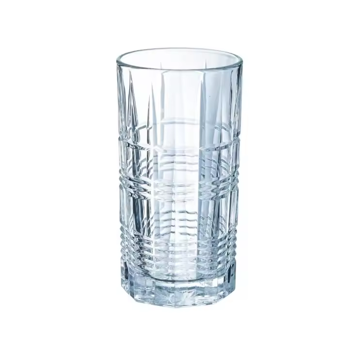 Arcoroc BRIXTON Caja 6 Vasos Altos Vidrio 30CL Transparente Con Relieve Fabricado en Francia 100% Higiénico Apto Frigorífico - 1