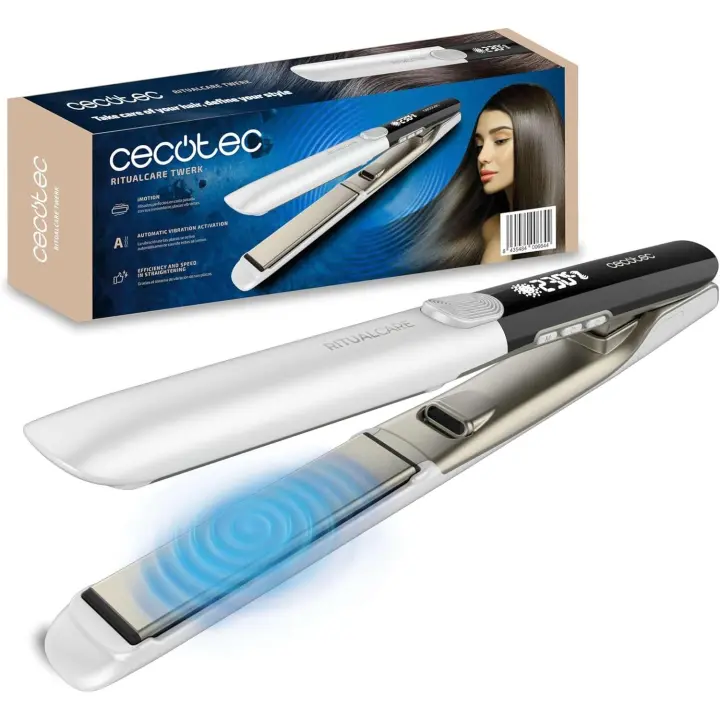 Cecotec Plancha de Pelo Profesional Con Cable Ritualcare Twerk. 65W, Tecnología de Placas Vibrantes, Temperatura Ajustable, Placas Queratina, Cable 360º, Pantalla LED, Bloqueo de Placas, Fina y Ligera - 1