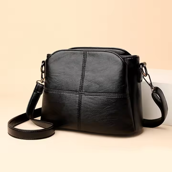 Bolso De Hombro Para Mujer Vintage En Piel Suave PU Color Sólido Cuadrado Bolsa Cruzada Para Mujer Madura Nuevo Gran Mensajero - 1