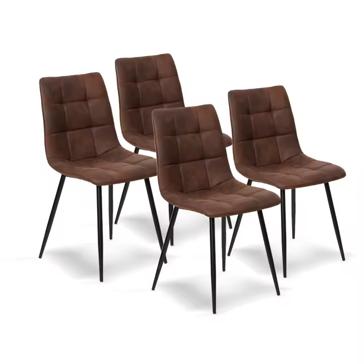 Furniture Style S.L. - Pack de 4 Sillas de Comedor Estilo Industrial Ivy con Tapizado Acolchado y Patas Metálicas - 1