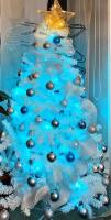 MEJORADA Árbol de Navidad BLANCO 120-210cm, Abeto Artificial Ignífugo con Hojas de Aguja, Decoración Navideña Ideal para Hogar, Oficina y Local con Soporte Metálico - details 4