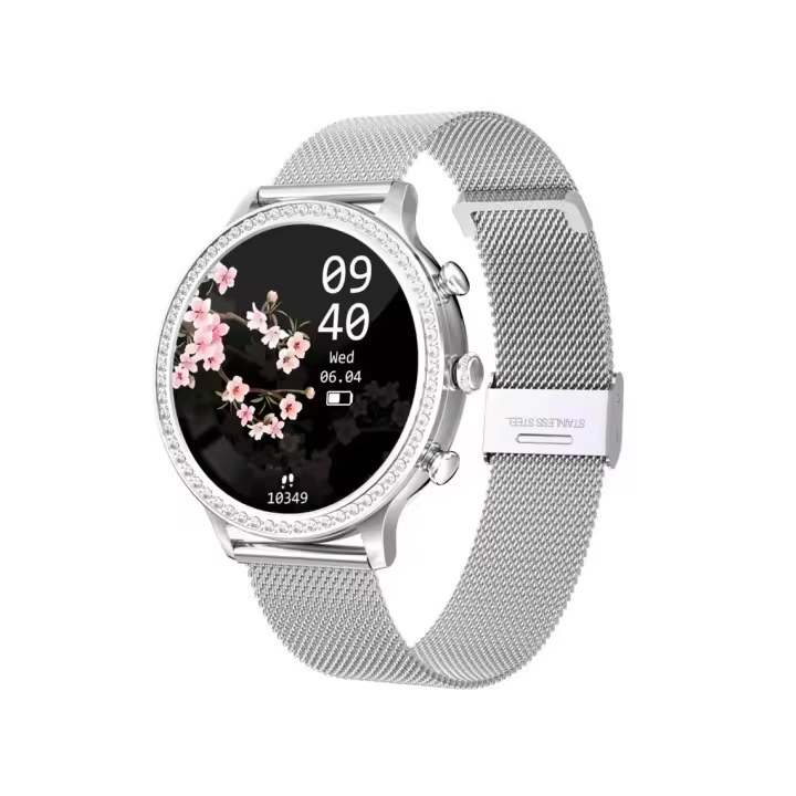 Reloj Inteligente Mujer,2025  1.32" Diamond Smartwatch Redondo con Llamadas Bluetooth 150+ Modos Pulsómetro Monitor de Sueño Podómetro Calorías, Fitness Tracker para Android iOS - 1