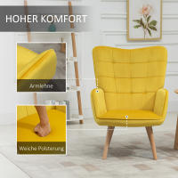 Sillón Cecodadi Sillón orejero con reposabrazos, tapizado, moderno, Tecnológico, experiencia inteligente, Estructura de Madera Chaise longue tapizada Efecto terciario, chaise longue de salón, dormitorio, Amarillo - details 1