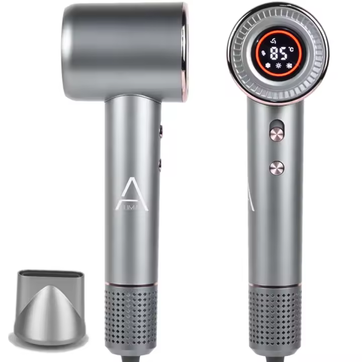 Secador de pelo profesional iónico, sin aspas, potente y silencioso, Display LED, Motor Digital Brushless de Alta Velocidad 110,000 RPM, Ligero, Accesorio Magnético, Super hay dryer - 1