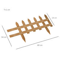 Outsunny Vallas de Madera para Jardín de 12 Paneles 50x34 cm Vallas de Jardín Exterior Decorativas con Puntas en Pico Resistente Fácil de Instalar para Huerto Patio Terraza Marrón - details 2