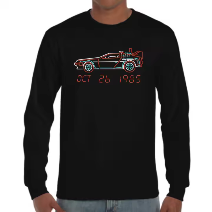 The Fan Tee Camiseta Manga larga de HOMBRE Regreso al Futuro DeLorean Doc Marty McFly 028 - 1
