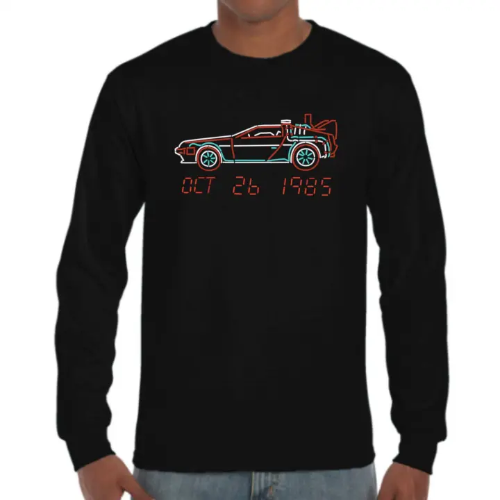 The Fan Tee Camiseta Manga larga de HOMBRE Regreso al Futuro DeLorean Doc Marty McFly 028 - 1