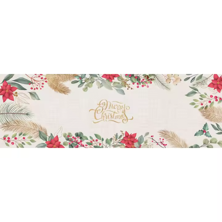 VINILIKO, Camino de mesa Corona de flores de Navidad  30x90 cm - 1