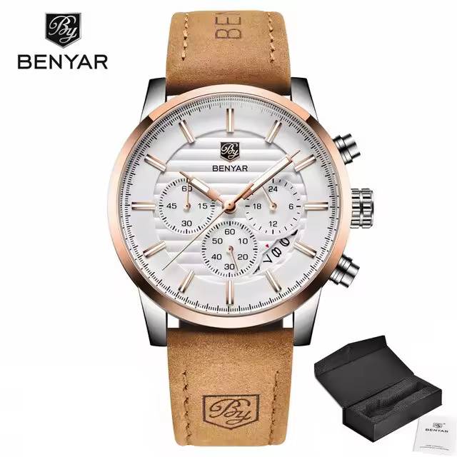 Reloj Deportivo De Moda BENYAR 2024 Para Hombres Multifuncional Impermeable Con Cuero Premium Calendario Y Luz Nocturna - 1