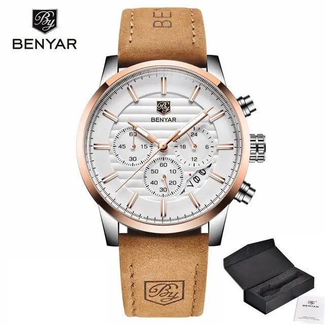 Reloj Deportivo De Moda BENYAR 2024 Para Hombres Multifuncional Impermeable Con Cuero Premium Calendario Y Luz Nocturna - 1