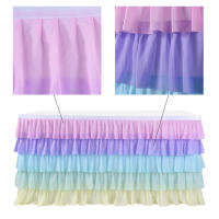 Falda De Mesa De Chiffon Para Fiesta De Cumpleaños Tutu De Encaje Decoración De Boda Impermeable Polyester/cotton Sin Nombre De Marca - details 3