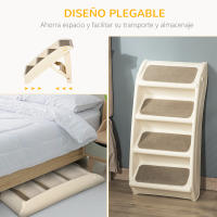 PawHut Escalera Plegable para Mascotas de 4 Peldaños Escalón para Perros Gatos Portátil con Alfombras Antideslizantes para Cama Sofá Carga 20 kg 62x38x49,5 cm - details 3