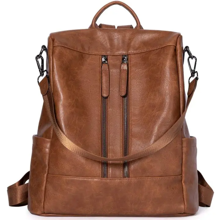 Mochila de piel antirrobo para mujer, bolso de mano, mochila, para mujer, niña, A-marrón, - 1