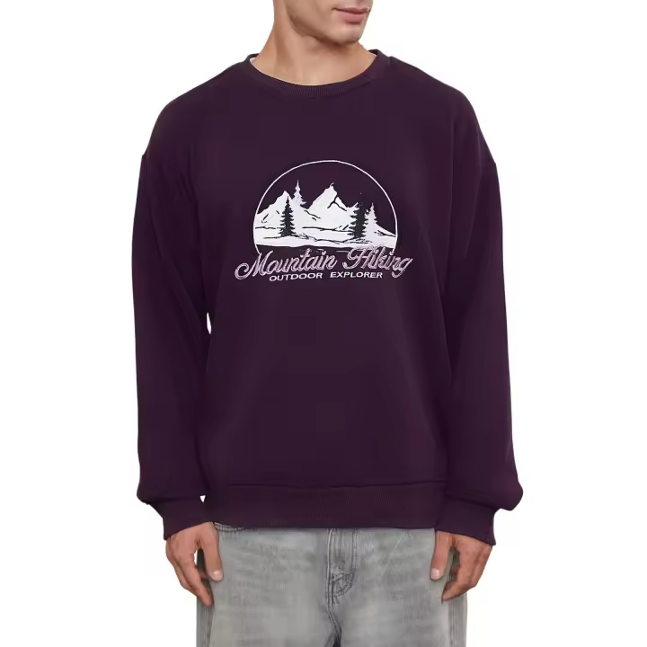 Trendyol Purple Oversize/Wide Cut Embroidered Fleece/Warm Sweatshirt Tmnaw25Sw00025 - 1