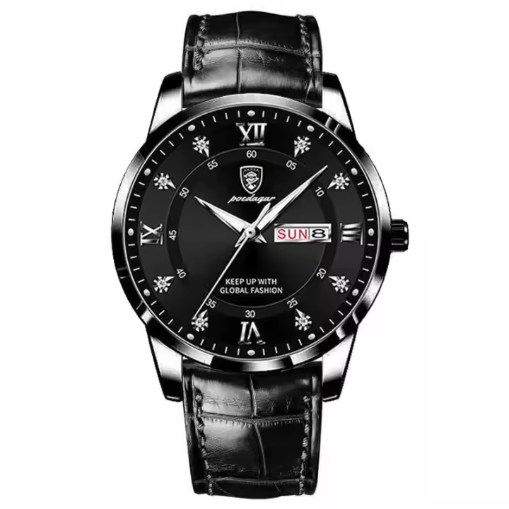 Reloj De Pulsera De Negocios Lujo POEDAGAR Para Hombre Resistente Al Agua Con Manos Luminosas Cuero De Alta Calidad Reloj De Cuarzo Moda Casual Regalo - 1