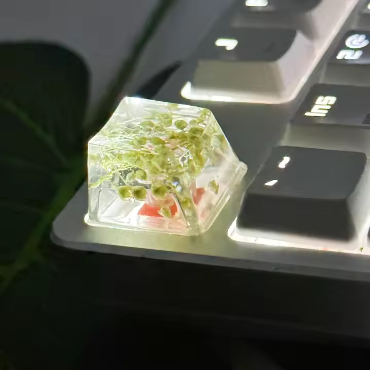 1pc Gypsophila Secas Flower Keycaps Para Teclados Mecánicos Accesorios Únicos Y Estilizados Para Computadoras - 1