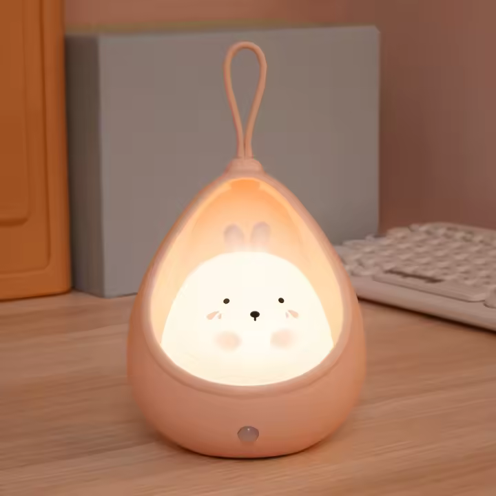 Lámpara nocturna con sensor de control animal lindo para niños silicona LED recargable por USB Luz de pared - 1