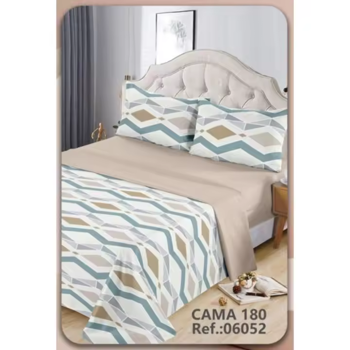 Juego de sábanas 4 piezas cama 135cm/150cm/180cm Color primavera - verano geométrico - 1