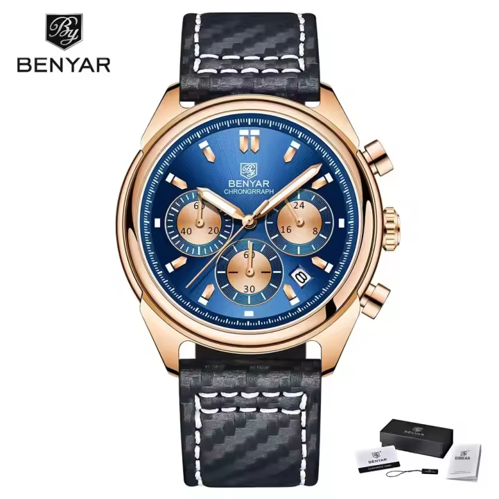 Reloj De Pulsera De Cuarzo BENYAR 2024 Para Hombre Marca De Lujo Cronógrafo Deportivo Resistente Al Agua Acero Inoxidable Reloj De Hombre - 1