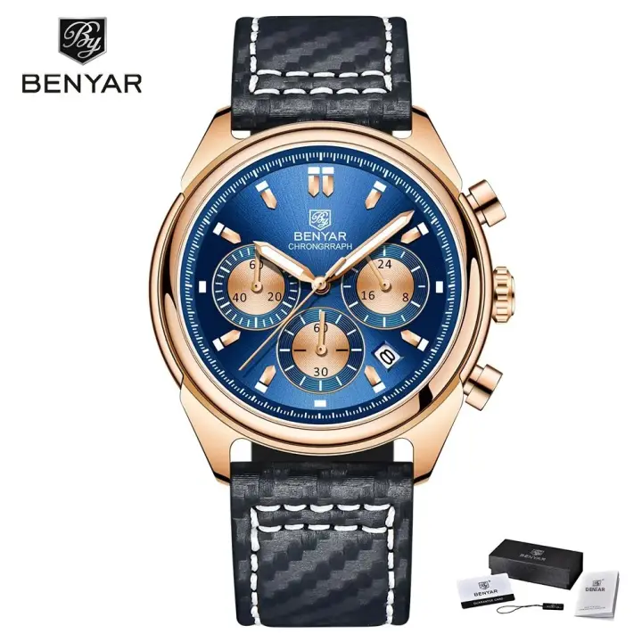 Reloj De Pulsera De Cuarzo BENYAR 2024 Para Hombre Marca De Lujo Cronógrafo Deportivo Resistente Al Agua Acero Inoxidable Reloj De Hombre - 1