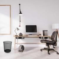 Papelera Malla Metalica, Cesto basura redondo metálico, Papelera oficina, Cubo de Basura, Papelera Escritorio, Papelera Baño, 26 cm alto x 28cm diámetro, 12.5 Litros, Negro - details 2