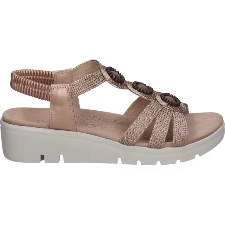 AMARPIES | Sandalias con Cuña Amarpies para Mujer – Sandalia Casual en Color Bronce con Detalles – Sandalia de Verano sin Cierre – Slip On – Cuña Baja y Cómoda – Versátiles y Combinables – Modelo ABZ26556 - 1