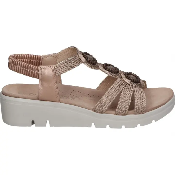 AMARPIES | Sandalias con Cuña Amarpies para Mujer – Sandalia Casual en Color Bronce con Detalles – Sandalia de Verano sin Cierre – Slip On – Cuña Baja y Cómoda – Versátiles y Combinables – Modelo ABZ26556 - 1