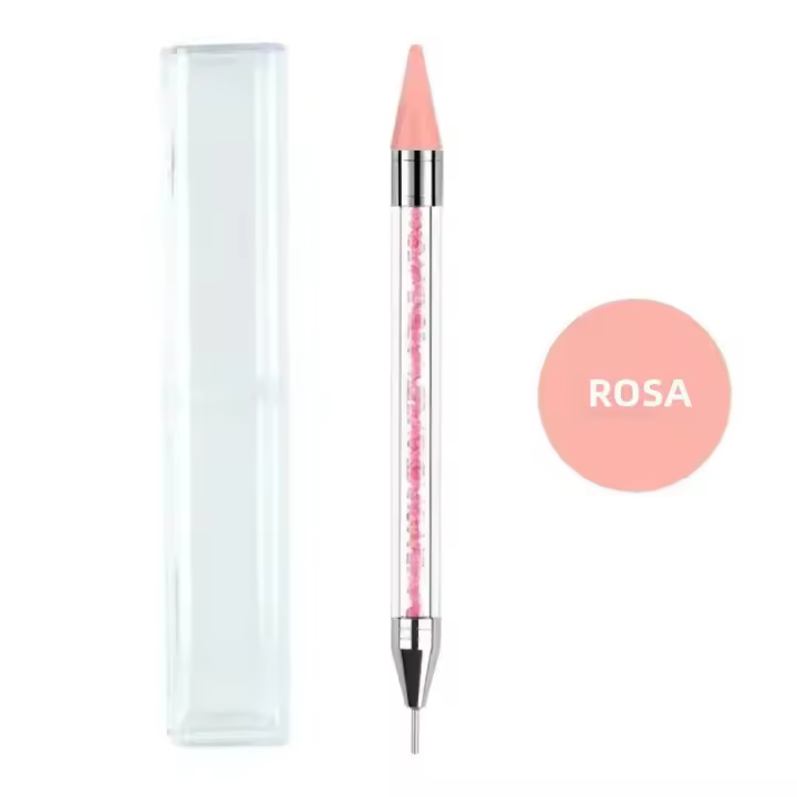 1Pc Art White Dual-head Wax Pen Con Adornos De Diamante Y Herramienta Para Colocar Cuentas De Cristal En Manicura - 1