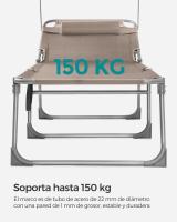 Tumbona Plegable con Parasol y Respaldo Reclinable, Ideal para Jardín, Piscina y Terraza, 193x53x29 cm, Capacidad de 150 kg - details 30