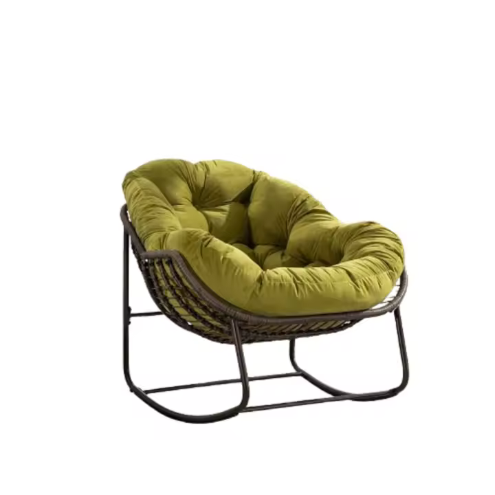 Mecedora de rata para exterior, mecedora para Porche, Salón, Terraza, Jardín, olive Green - 1