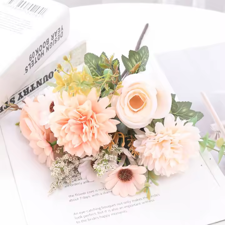 Rosa Artificial De 30cm Para Decoración De Bodas Navidad Vaso Hogar Sala De Estar DIY Bouquet De Margarita Plantas - 1