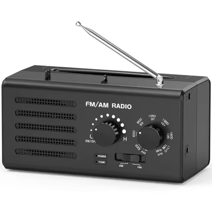 Radio transistor portátil AM/FM con excelente recepción, amplificador incorporado, conector para auriculares, compatible con USB, ideal para uso doméstico, exterior y de emergencia. (Ferroso) - 1