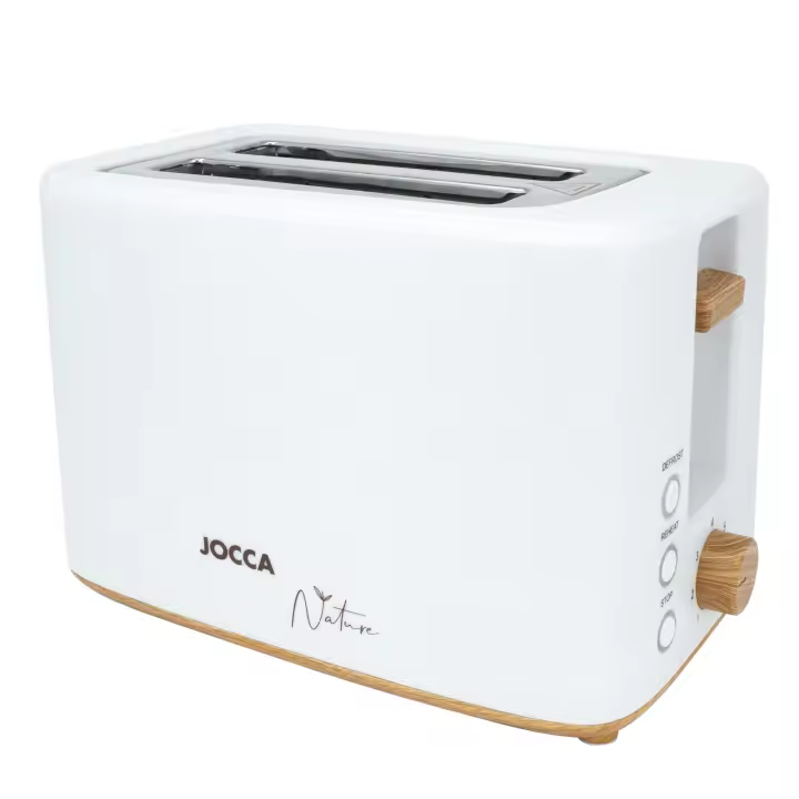 Tostador Jocca de la línea Nature con dobre ranura ancha para diferentes tipos de panes y bollerías con un tostado uniforme, cuenta con 7 niveles de tostados, función de descongelar, recalentar y cancelar. 700W de potencia. - 1