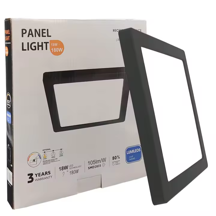 FACTORLED Plafón Led Techo Cuadrado, Blanco o Negro, Lámpara Empotrable Ajustable, Opción Superficie y Downlight, Luz Blanca seleccionable 3000K 4000K y 6000K - 1